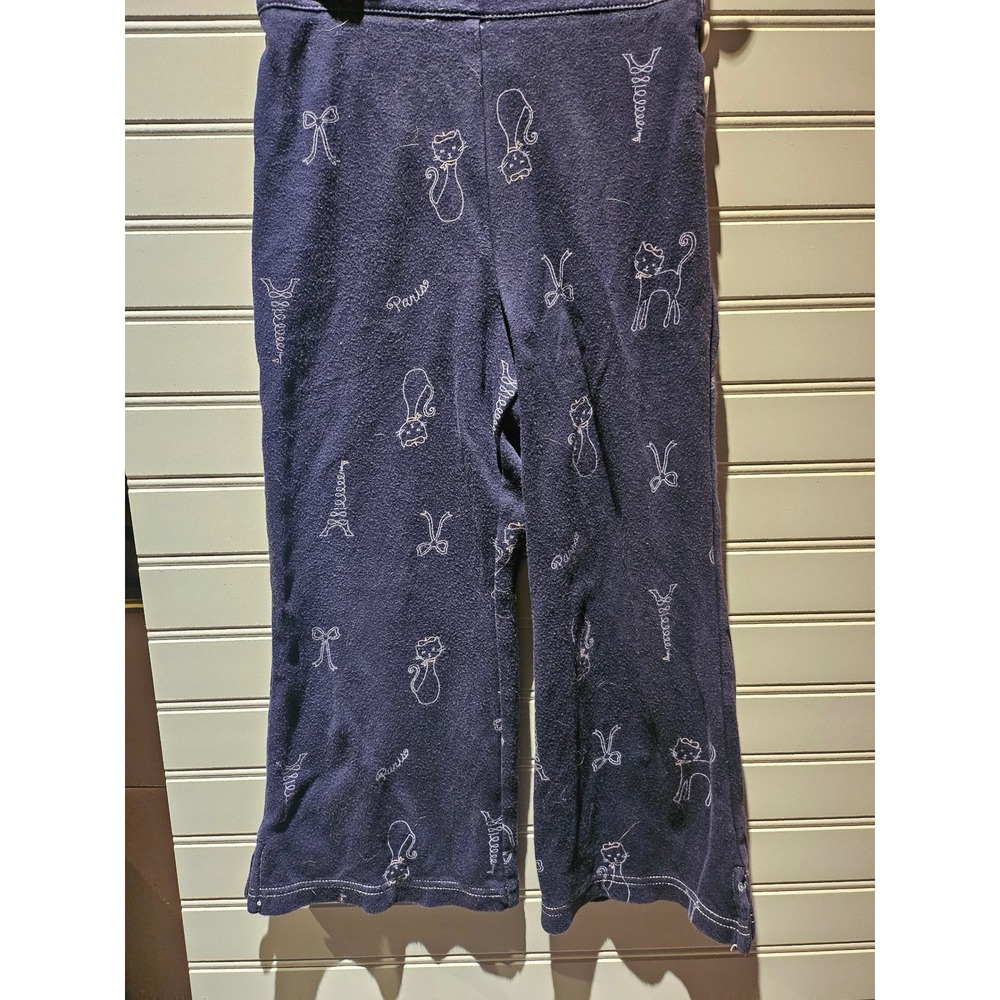Vintage Gymboree Kids Navy Blue Paris Cat Print Cotton Pants Size 4Y Medium